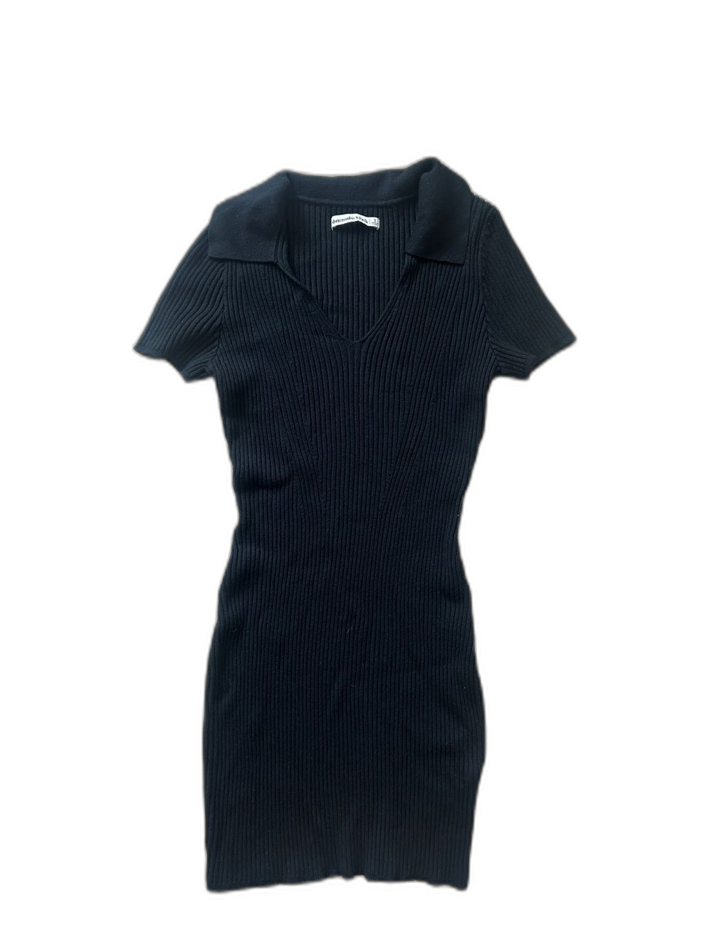 Abercrombie & Fitch Black Ribbed V-Neck Polo Sweater